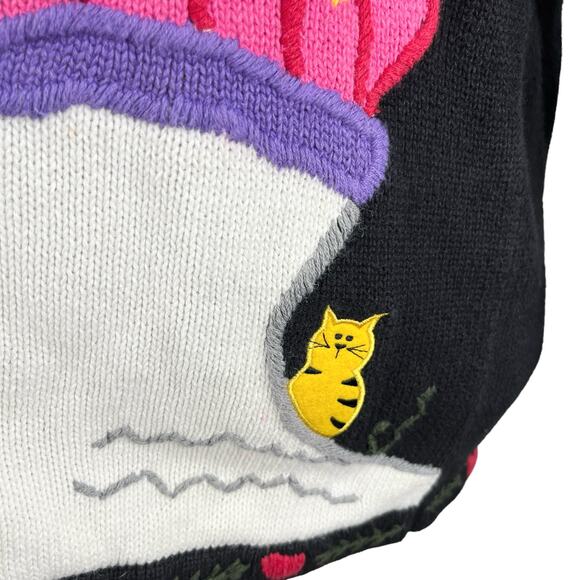 Quacker Factory Snowman Sweater M Button Down Embroidered - Picture 6 of 13